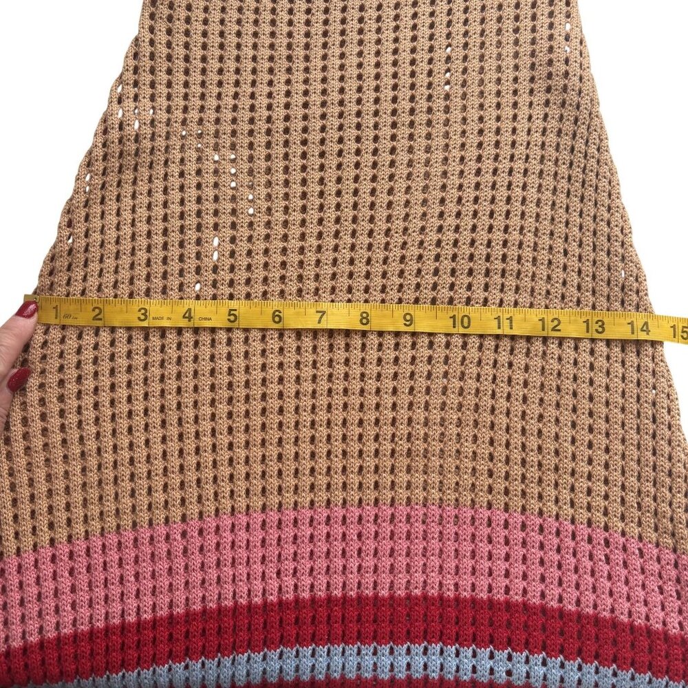 Vintage-Inspired VRG GRL Multicolor Crochet Knit Maxi Dress Long Sleeves Size 8 - Picture 10 of 15